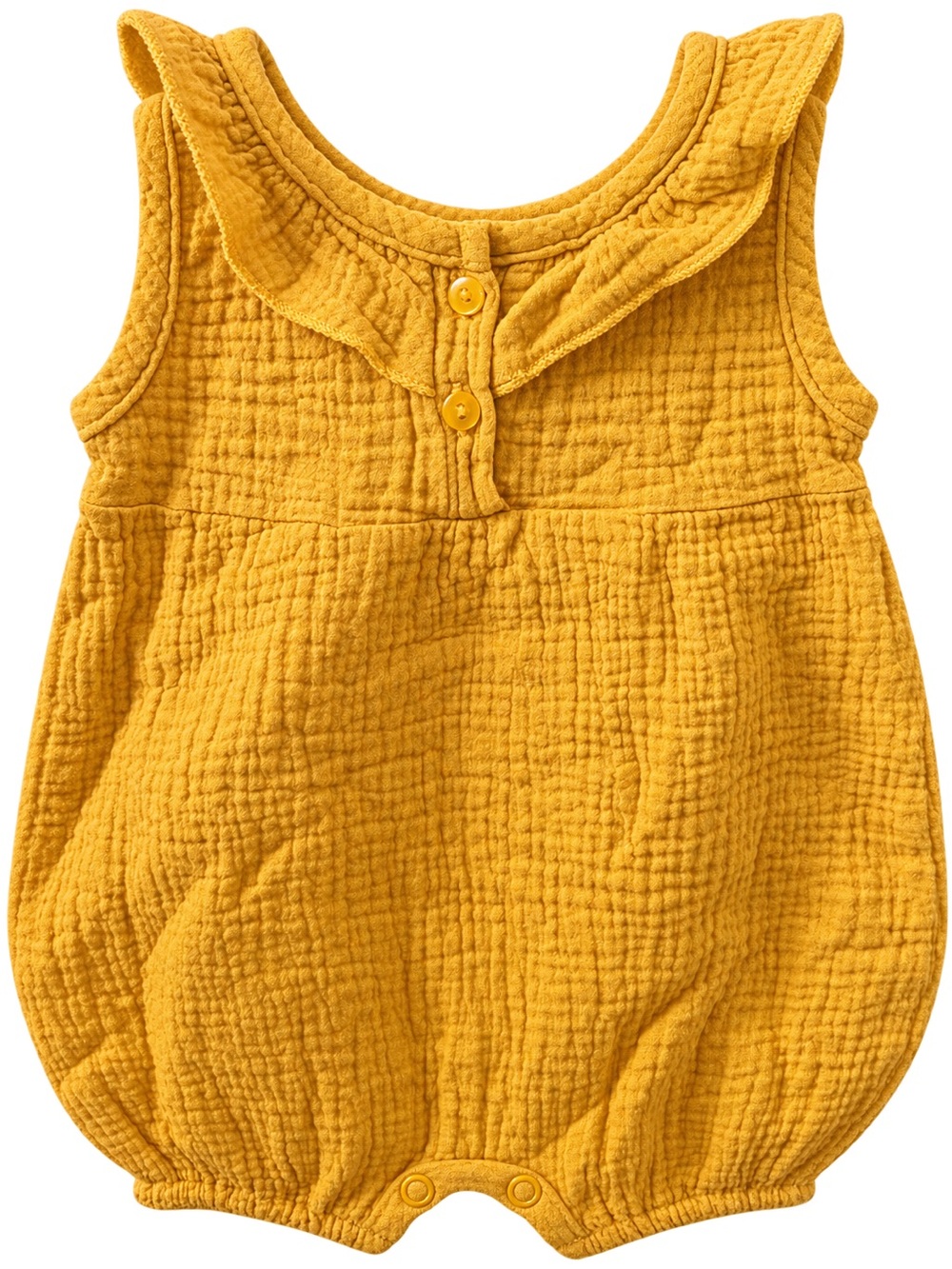 Emily & Oliver Mustard Muslin Baby Romper 6–9M